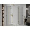 Mexen Roma Duo cabine de douche pivotante 70 x 70 cm, transparent, or + receveur Flat - 854-070-070-50-02-4010G