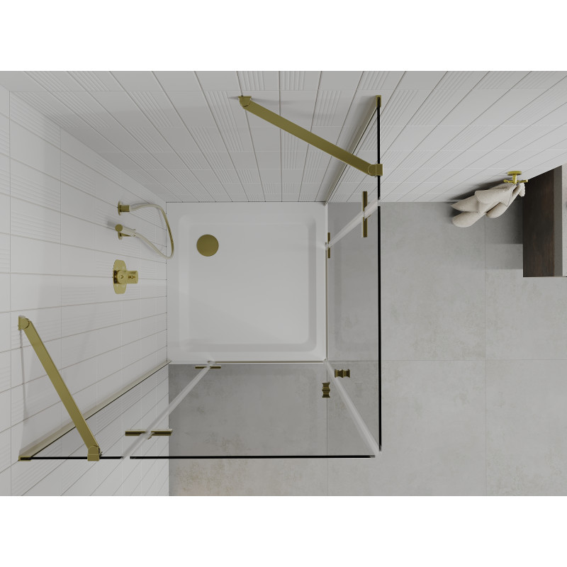 Mexen Roma Duo cabine de douche pivotante 90 x 90 cm, transparent, or + receveur plat - 854-090-090-50-02-4010G
