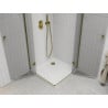 Mexen Roma Duo cabine de douche pivotante 100 x 100 cm, transparent, dorée + receveur Flat - 854-100-100-50-02-4010G
