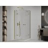 Mexen Roma Duo cabine de douche pivotante 100 x 100 cm, transparent, dorée + receveur Flat - 854-100-100-50-02-4010G