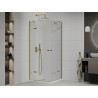 Mexen Roma Duo cabine de douche pivotante 100 x 100 cm, transparent, or + receveur Flat - 854-100-100-50-02-4010G