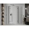 Mexen Roma Duo cabine de douche battante 90 x 90 cm, transparent, noir + receveur plat - 854-090-090-70-02-4010B