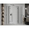 Mexen Roma Duo cabine de douche pivotante 100 x 100 cm, transparent, noir + receveur Flat - 854-100-100-70-02-4010B