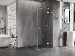 Mexen Lunar T cabine de douche pivotante droite 120 x 120 cm, transparent, chrome - 834T-120-120-01-00-P