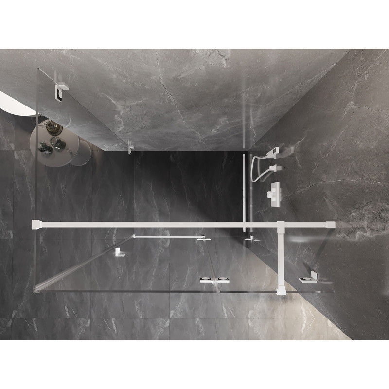 Mexen Lunar T cabine de douche pivotante droite 115 x 80 cm, transparent, blanc - 834T-115-080-20-00-P