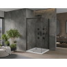 Mexen Omega cabine de douche coulissante 100 x 100 cm, transparent, noir + receveur de douche Flat, blanc