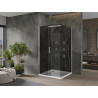 Mexen Omega cabine de douche coulissante 100 x 100 cm, graphite, chrome + receveur Flat, blanc - 825-100-100-01-40-4010