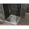 Mexen Omega cabine de douche coulissante 100 x 100 cm, graphite, chrome + receveur Flat, blanc - 825-100-100-01-40-4010