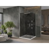 Mexen Omega cabine de douche coulissante 100 x 100 cm, graphite, chrome + receveur Flat, blanc - 825-100-100-01-40-4010