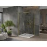 Mexen Omega cabine de douche coulissante 100 x 100 cm, transparente, dorée + receveur Flat - 825-100-100-50-00-4010