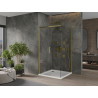 Mexen Omega cabine de douche coulissante 100 x 100 cm, transparente, dorée + receveur plat - 825-100-100-50-00-4010