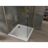 Mexen Omega cabine de douche coulissante 100 x 100 cm, transparente, dorée + receveur Flat - 825-100-100-50-00-4010
