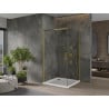 Mexen Omega cabine de douche coulissante 100 x 100 cm, transparente, dorée + receveur Flat - 825-100-100-50-00-4010