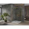 Mexen Omega cabine de douche coulissante 100 x 100 cm, transparente, dorée + receveur plat - 825-100-100-50-00-4010