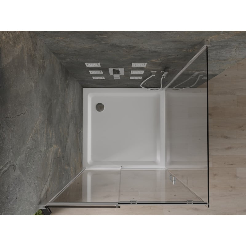 Mexen Omega cabine de douche coulissante 100 x 100 cm, transparent, chrome + receveur plat - 825-100-100-01-00-4010