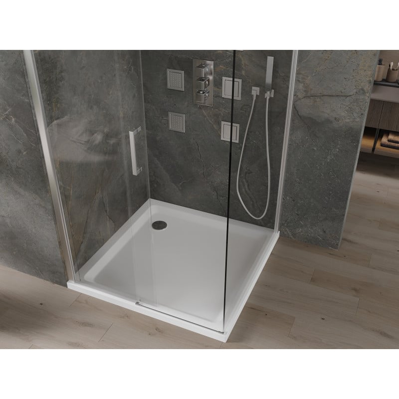Mexen Omega cabine de douche coulissante 100 x 100 cm, transparent, chrome + receveur plat - 825-100-100-01-00-4010
