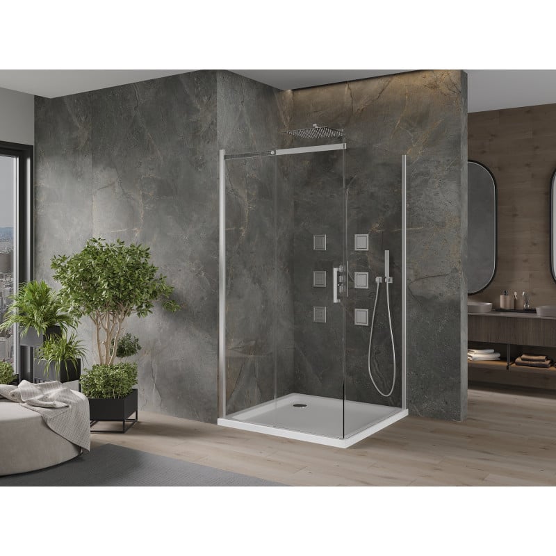 Mexen Omega cabine de douche coulissante 100 x 100 cm, transparent, chrome + receveur plat - 825-100-100-01-00-4010