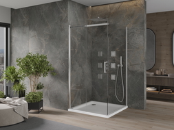 Mexen Omega cabine de douche coulissante 100 x 100 cm, transparent, chrome + receveur plat - 825-100-100-01-00-4010