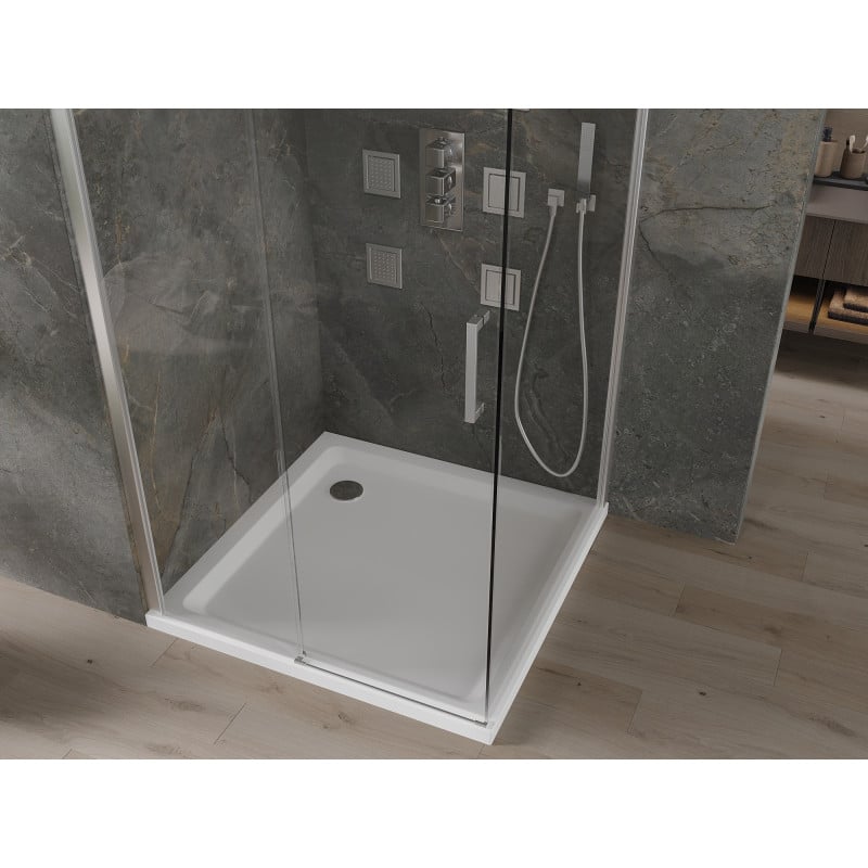 Mexen Omega cabine de douche coulissante 100 x 100 cm, transparent, chrome + receveur plat - 825-100-100-01-00-4010