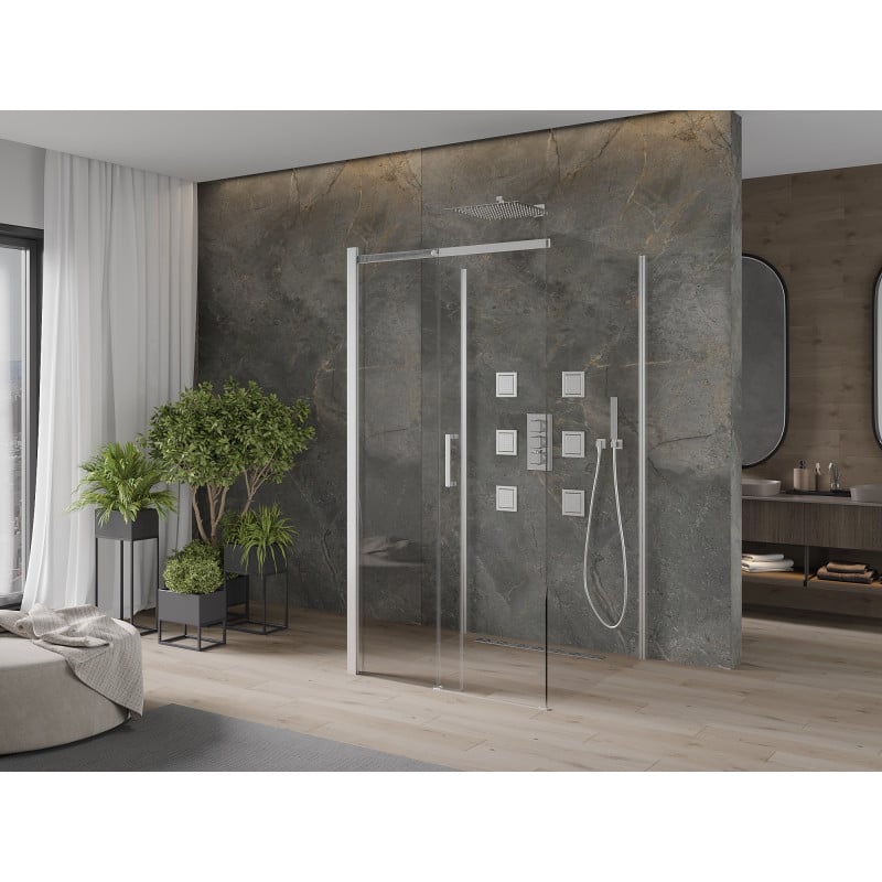 Mexen Omega-3S cabine de douche 3 parois, coulissante 100 x 100 cm, transparent, chrome - 825-100-100-01-00-3S