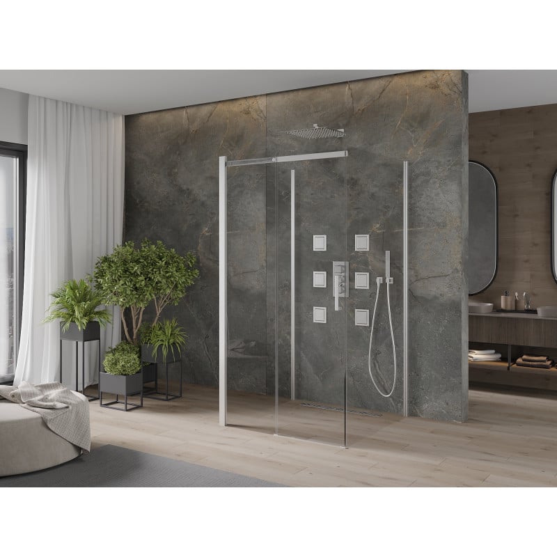 Mexen Omega-3S cabine de douche 3 parois, coulissante 100 x 100 cm, transparent, chrome - 825-100-100-01-00-3S