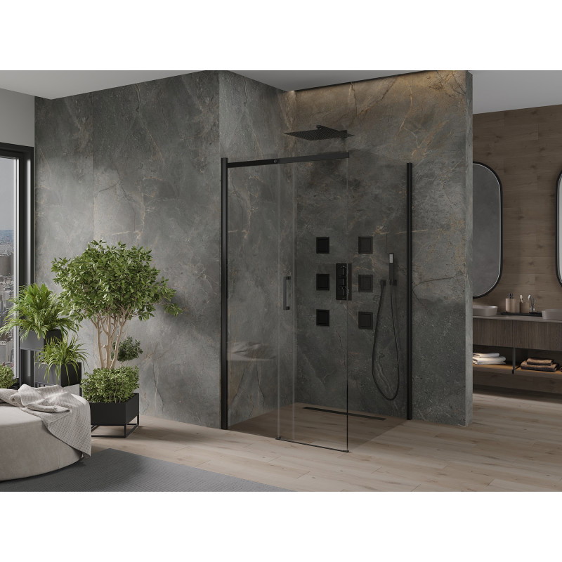 Mexen Omega cabine de douche coulissante 100 x 100 cm, transparente, noire - 825-100-100-70-00