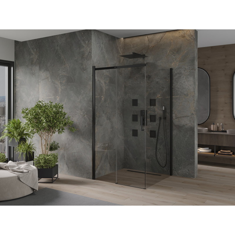 Mexen Omega cabine de douche coulissante 100 x 100 cm, transparente, noire - 825-100-100-70-00