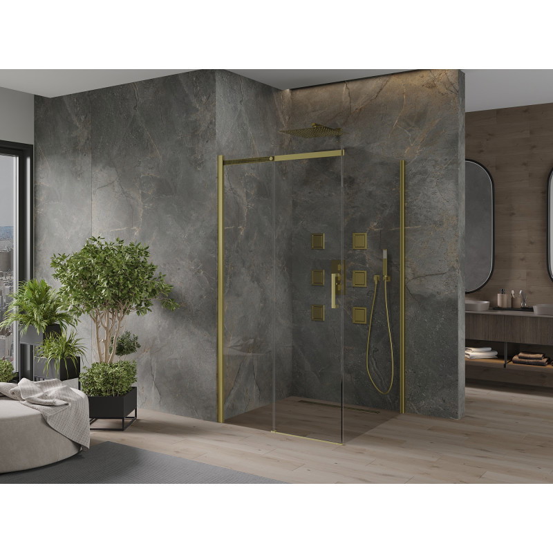Mexen Omega cabine de douche coulissante 100 x 100 cm, transparente, dorée - 825-100-100-50-00