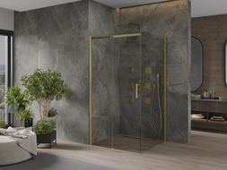 Mexen Omega cabine de douche coulissante 100 x 100 cm, transparente, dorée - 825-100-100-50-00
