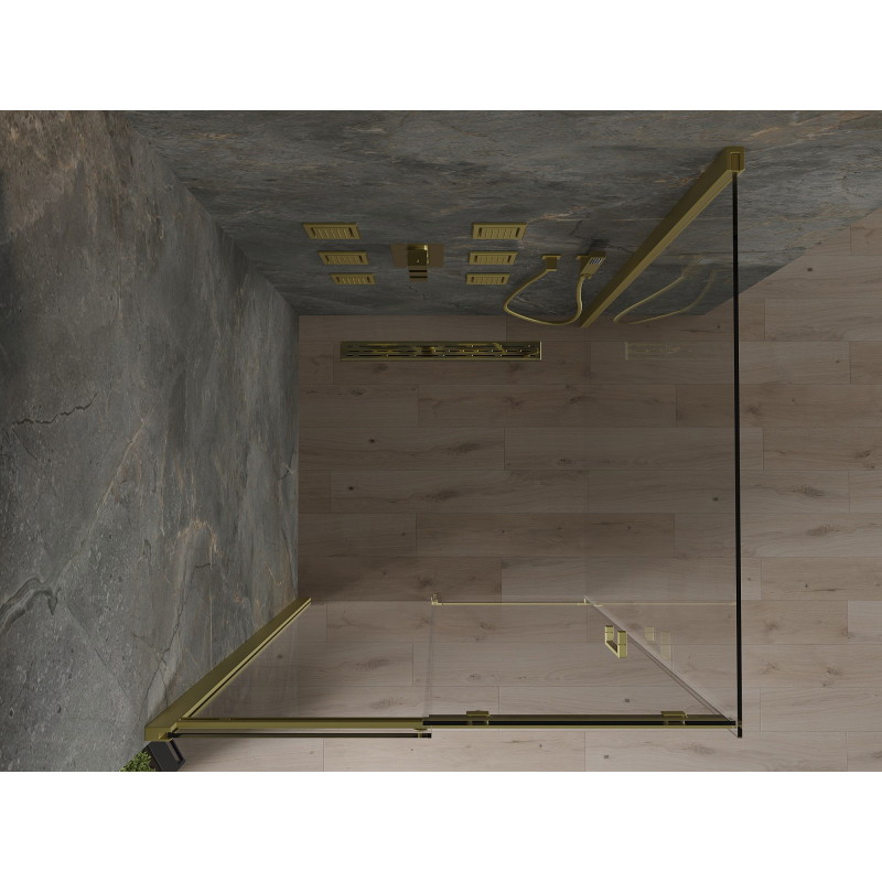 Mexen Omega cabine de douche coulissante 100 x 100 cm, transparente, dorée - 825-100-100-50-00