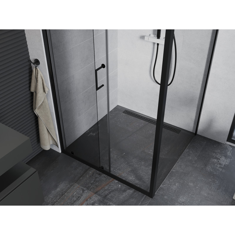 Mexen Apia cabine de douche coulissante 90 x 90 cm, transparente, noire - 840-090-090-70-00