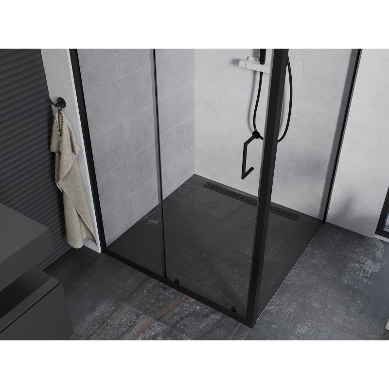 Mexen Apia cabine de douche coulissante 90 x 90 cm, transparente, noire - 840-090-090-70-00