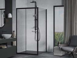 Mexen Apia cabine de douche coulissante 90 x 90 cm, transparente, noire - 840-090-090-70-00