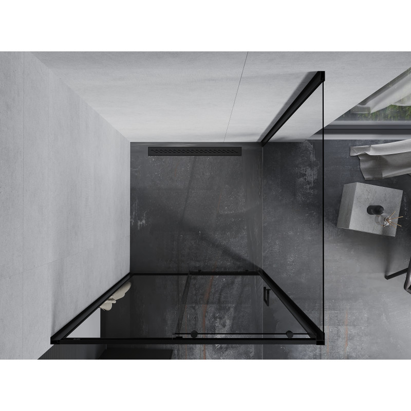 Mexen Apia cabine de douche coulissante 90 x 90 cm, transparente, noire - 840-090-090-70-00