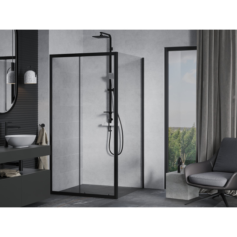 Mexen Apia cabine de douche coulissante 100 x 100 cm, transparente, noire - 840-100-100-70-00