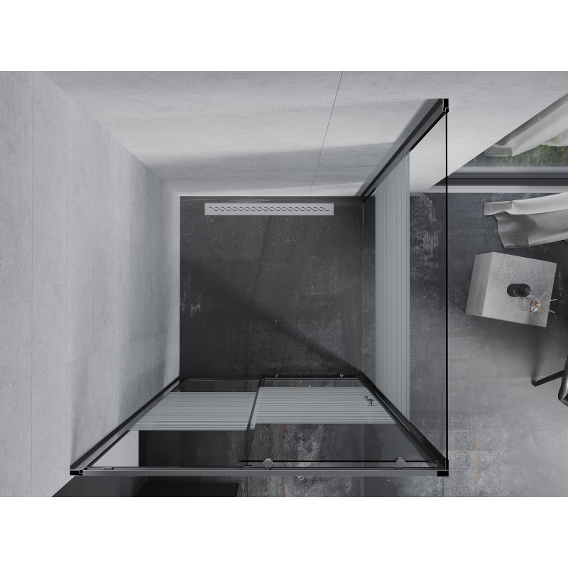 Mexen Apia cabine de douche coulissante 90 x 90 cm, bandes blanches, chrome - 840-090-090-01-20