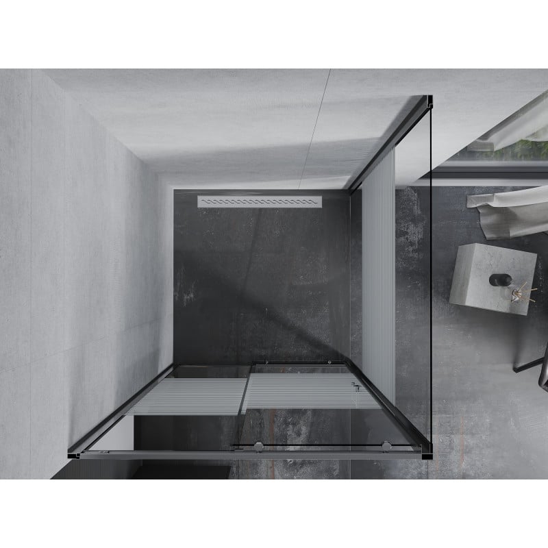 Mexen Apia cabine de douche coulissante 100 x 100 cm, bandes blanches, chrome - 840-100-100-01-20