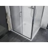 Mexen Apia cabine de douche coulissante 100 x 100 cm, transparent, chrome + receveur Flat - 840-100-100-01-00-4010