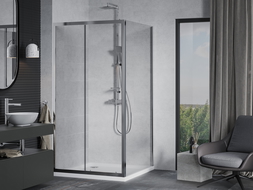 Mexen Apia cabine de douche coulissante 100 x 100 cm, transparent, chrome + receveur Plat - 840-100-100-01-00-4010