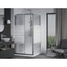 Cabine de douche coulissante Mexen Apia 100 x 100 cm, bandes blanches, chrome + receveur Flat - 840-100-100-01-20-4010