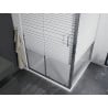 Cabine de douche coulissante Mexen Apia 100 x 100 cm, bandes blanches, chrome + receveur Flat - 840-100-100-01-20-4010