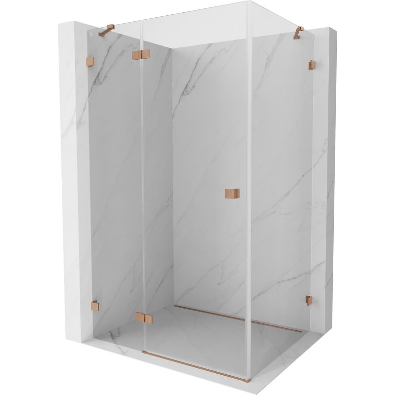 Mexen Lunar cabine de douche pivotante gauche 95 x 90 cm, transparent, cuivre brossé - 834-095-090-65-00-L