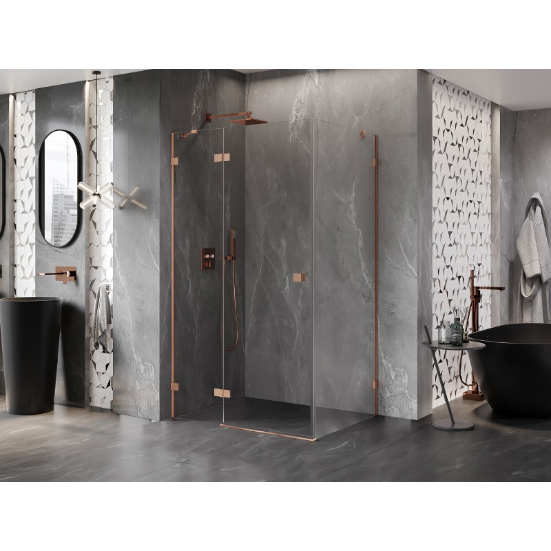 Mexen Lunar cabine de douche pivotante gauche 95 x 90 cm, transparent, cuivre brossé - 834-095-090-65-00-L