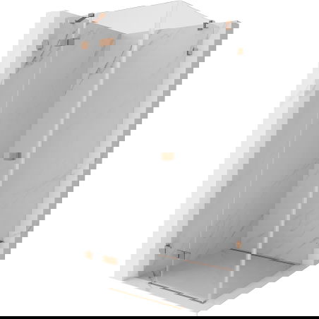 Mexen Lunar cabine de douche pivotante gauche 100 x 100 cm, transparent, cuivre brossé - 834-100-100-65-00-L