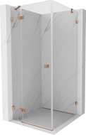 Mexen Lunar cabine de douche pivotante gauche 100 x 100 cm, transparent, cuivre brossé - 834-100-100-65-00-L