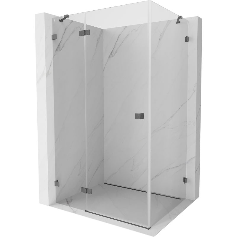 Mexen Lunar cabine de douche pivotante gauche 100 x 70 cm, transparent, gun gray brossé - 834-100-070-66-00-L