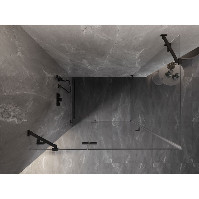 Mexen Lunar cabine de douche pivotante gauche 100 x 70 cm, transparent, noire - 834-100-070-70-00-L