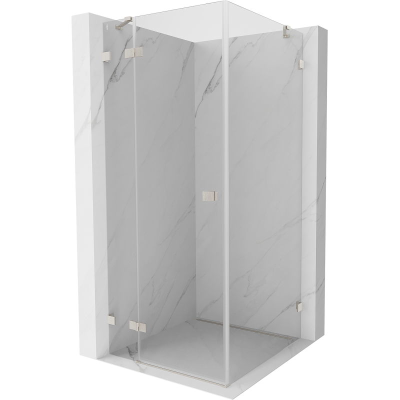 Mexen Lunar cabine de douche à porte pivotante à gauche 80 x 80 cm, transparent, nickel brossé - 834-080-080-97-00-L