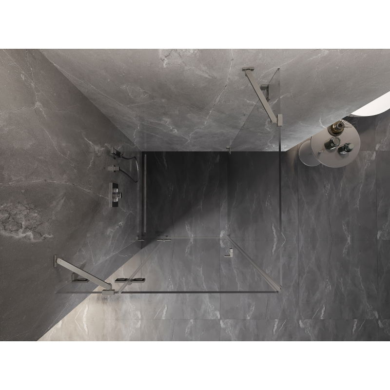 Mexen Lunar cabine de douche pivotante gauche 80 x 80 cm, transparent, nickel brossé - 834-080-080-97-00-L