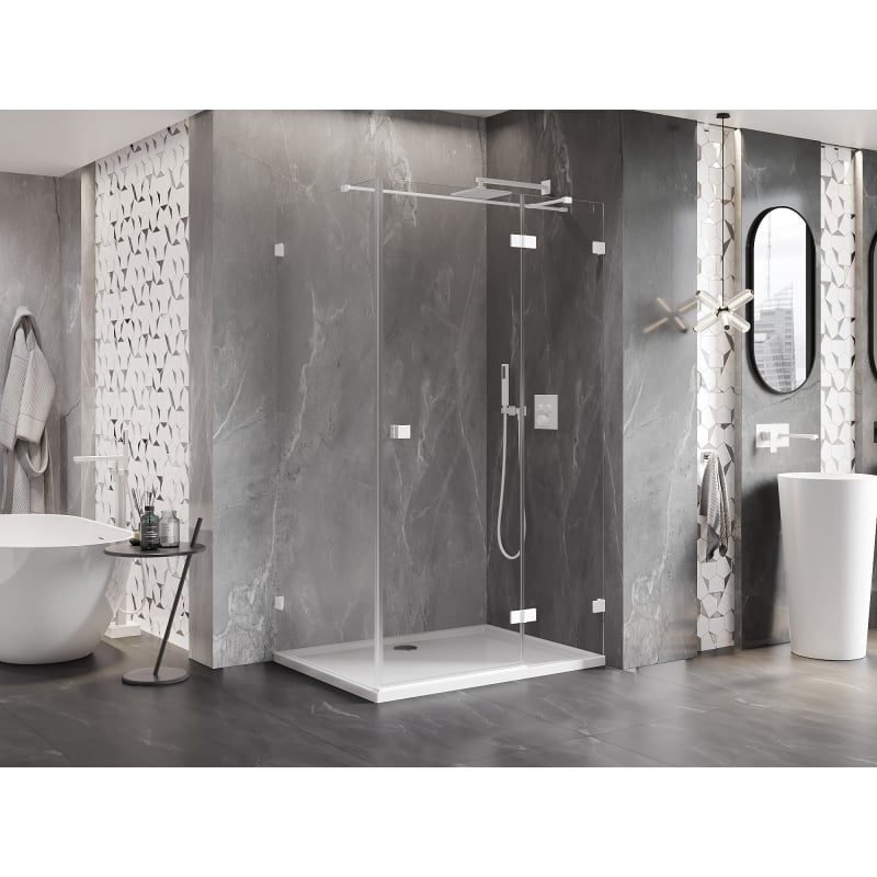 Mexen Lunar T cabine de douche pivotante droite 125 x 100 cm, transparent, blanc - 834T-125-100-20-00-P